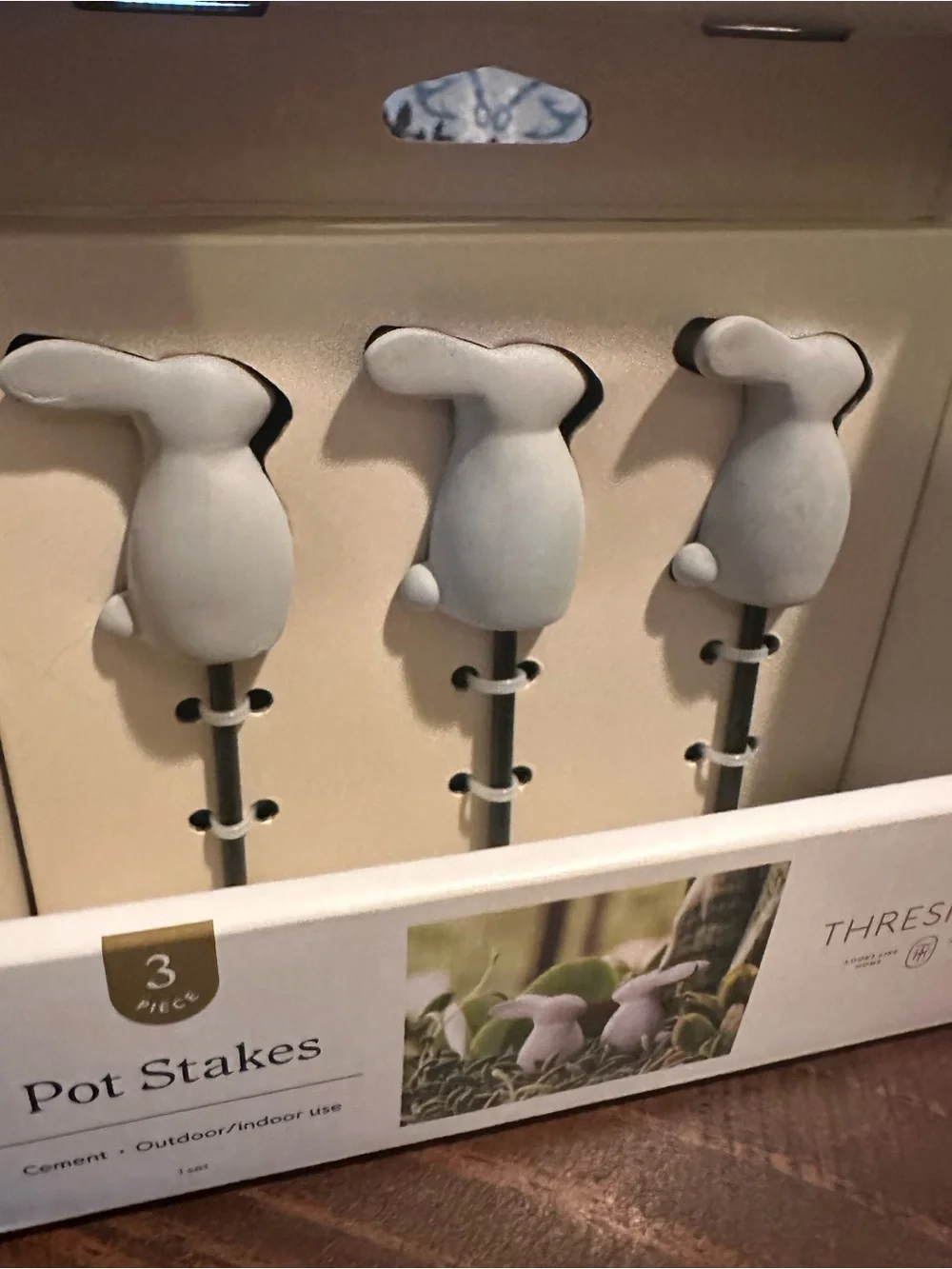 Threshold 3 Gray Bunny Pot Stakes - Decorative Garden Plant Markers